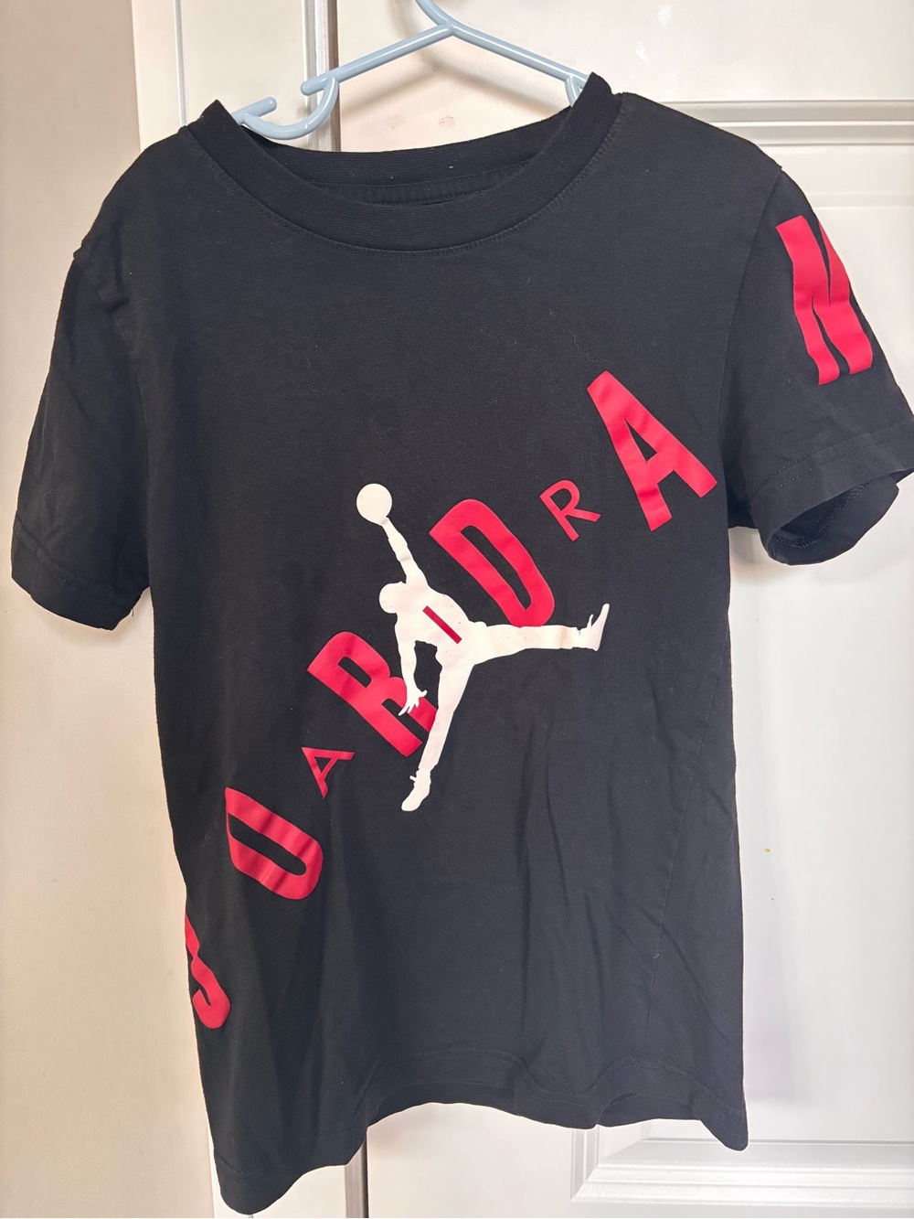 Jordan Black Tee with White Jumpman and Red Graphic